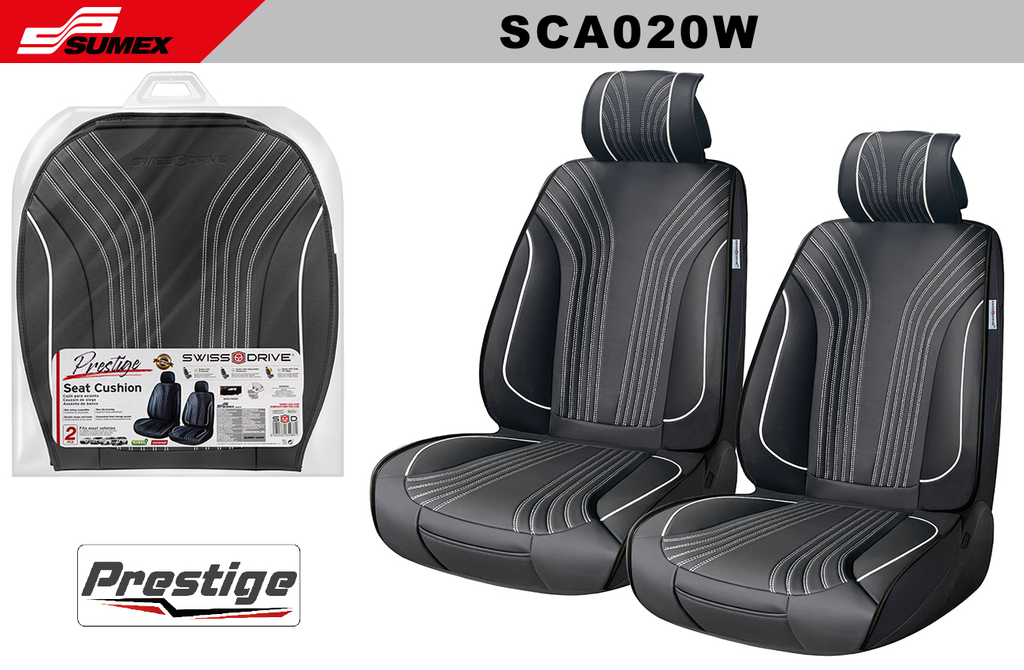COJIN DE ASIENTO SWISS DRIVE PRESTIGE NEGRO/BLANCO (2 UNDS) (5 SETS)