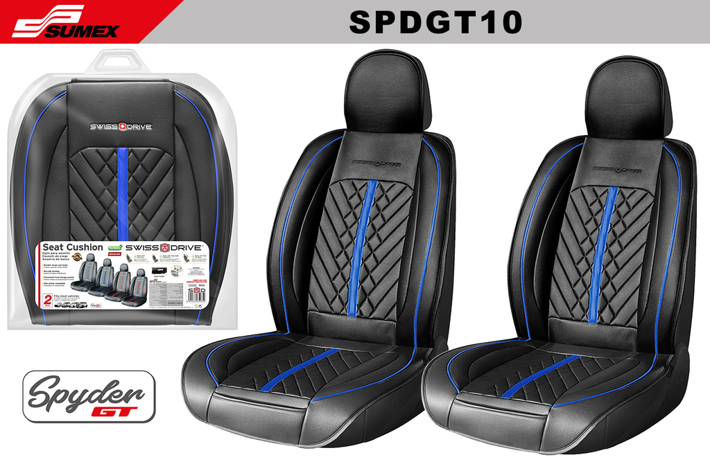 FORRO DE ASIENTO SWISS DRIVE SPYDER GT NEGRO/AZUL (2 UNDS) (5 SETS)