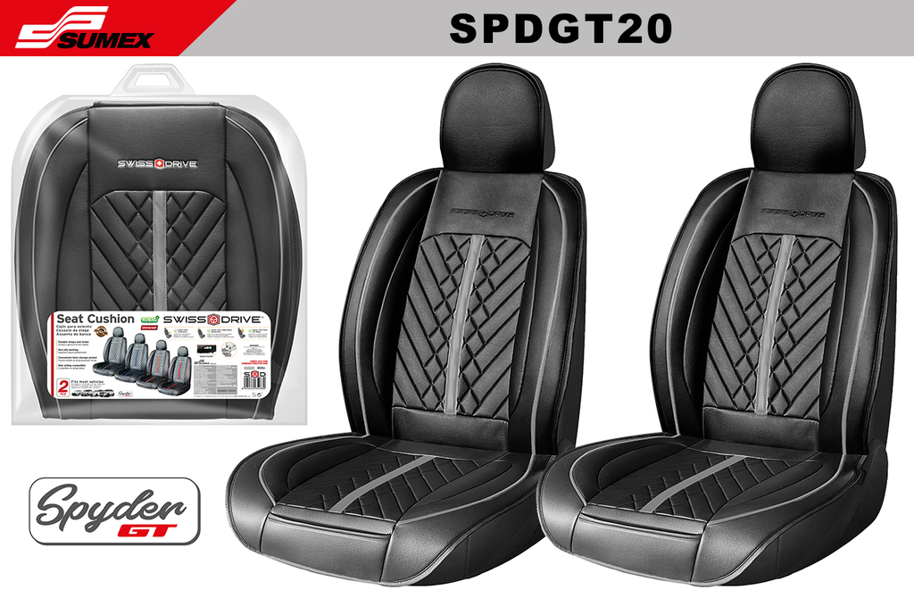 COJIN DE ASIENTO SWISS DRIVE SPYDER GT NEGRO/GRIS (2 UNDS) (5 SETS)