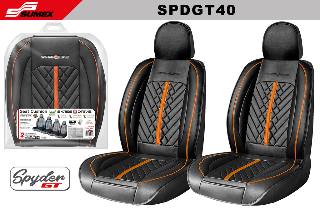 FORRO DE ASIENTO SWISS DRIVE SPYDER GT NEGRO/NARANJA (2 UNDS) (5 SETS)