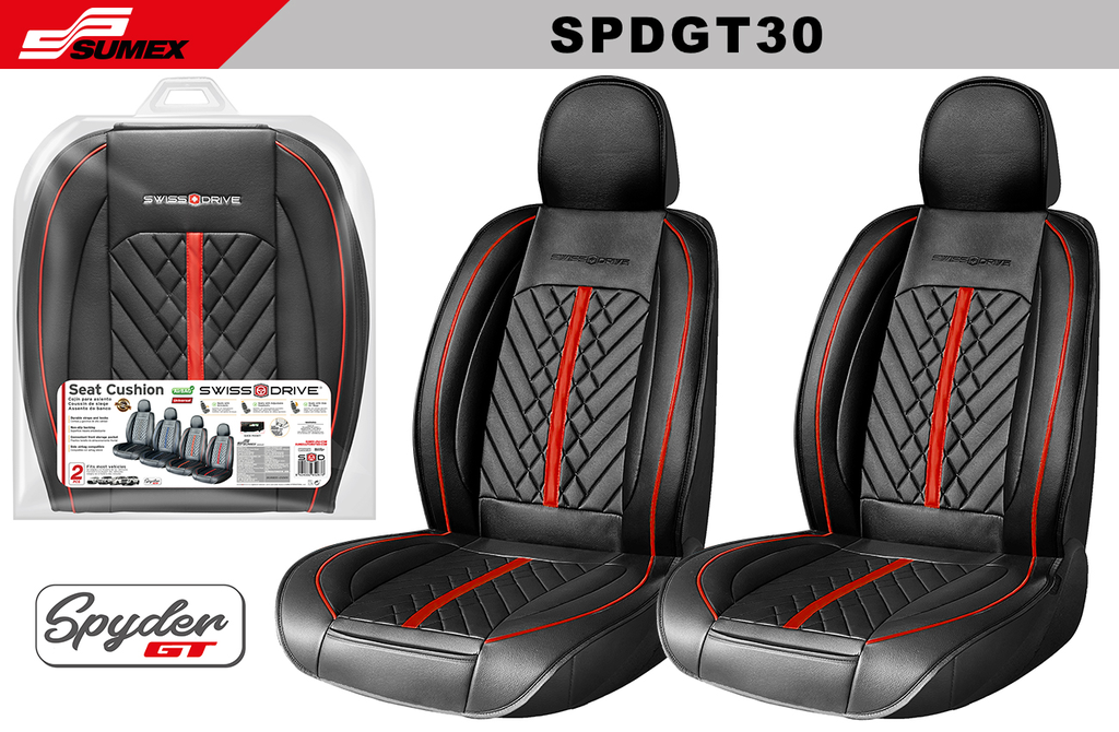 COJIN DE ASIENTO SWISS DRIVE SPYDER GT NEGRO/ROJO (2 UNDS) (5 SETS)