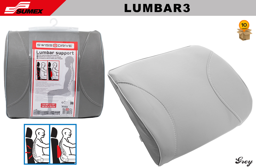 LUMBAR SUPPORT SWISS DRIVE GREY (10 UNITS)