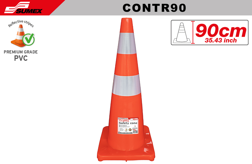 CONO DE SEGURIDAD VIAL REFLECTIVO SWISS DRIVE 90CM/35.43 INCH (5 UNDS)