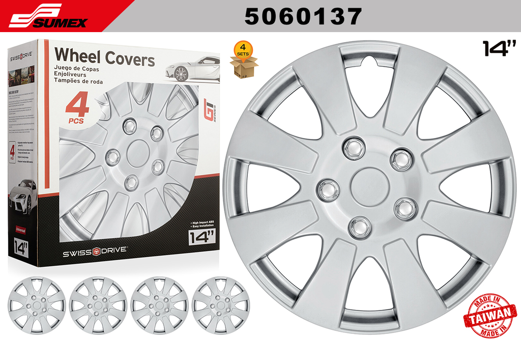 WHEEL COVER SWISS DRIVE 14" FORZA SILVER (4 SETS)