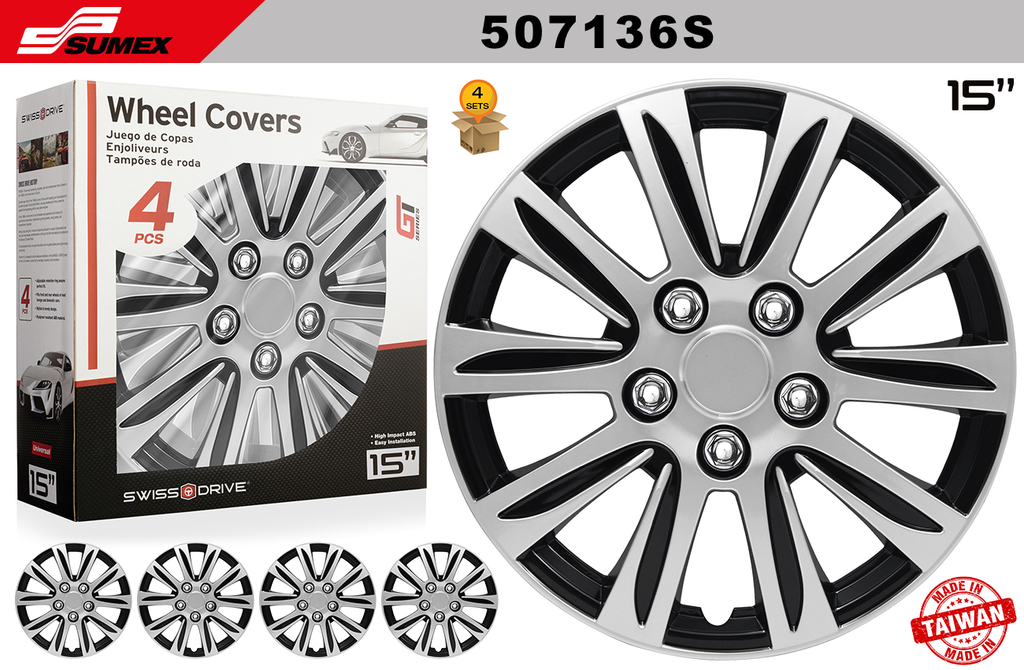 COPAS SWISS DRIVE 15" MARINA BAY PLATA/NEGRO (4 SETS)