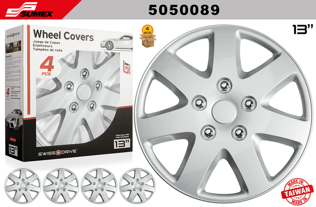 WHEEL COVER SWISS DRIVE 13" SILVERSTONE (4 SETS)