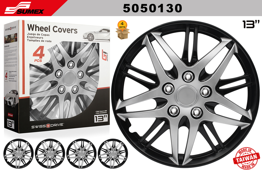 COPAS SWISS DRIVE 13" BARU PLATA/NEGRO (4 SETS)