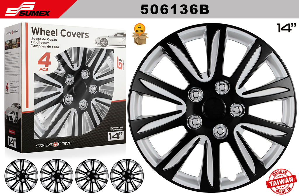 COPAS SWISS DRIVE 14" MARINA BAY NEGRO/PLATA (4 SETS)