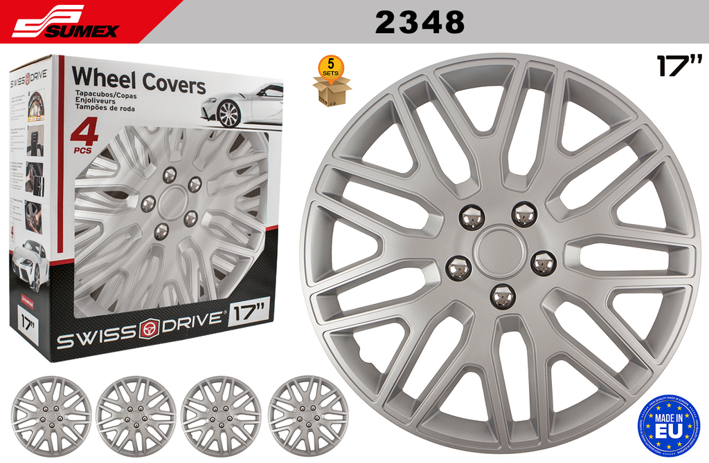 WHEEL COVER SWISS DRIVE 17" DACKAR NUTS CHROME/SILVER (5 SETS)