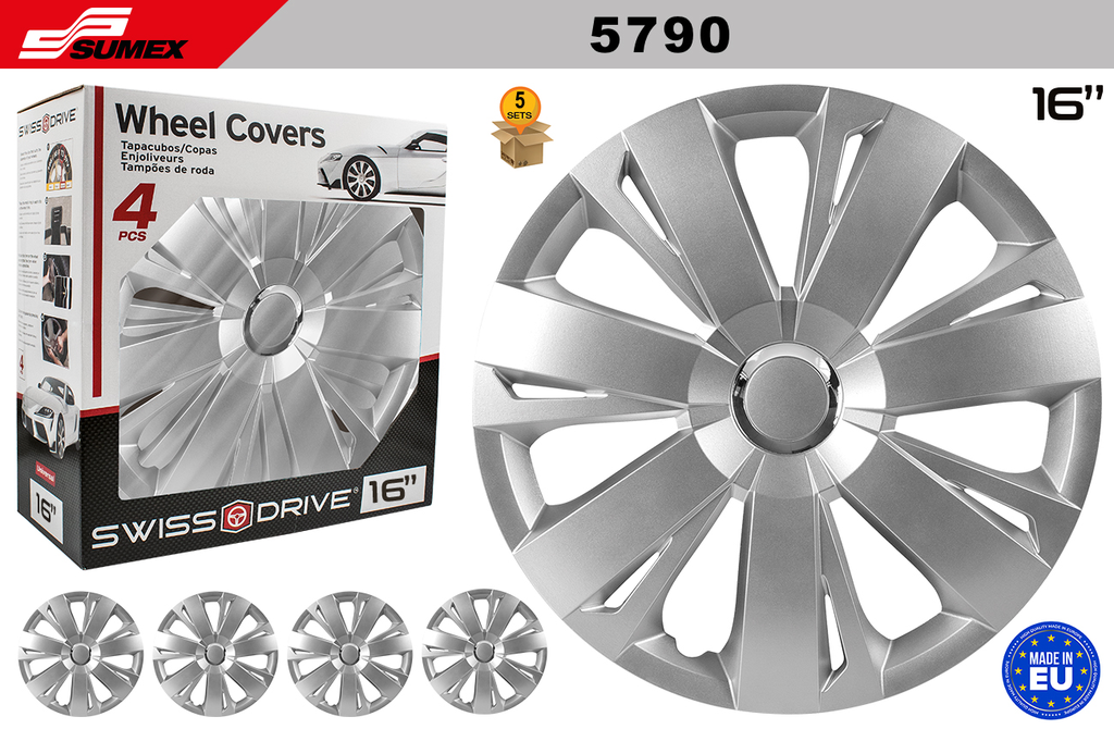 WHEEL COVER SWISS DRIVE 16" ENERGY RING CHROME (5 SETS)