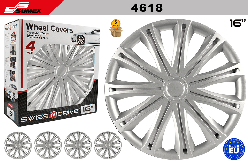 COPAS SWISS DRIVE 16" SPARK PLATA (5 SETS)