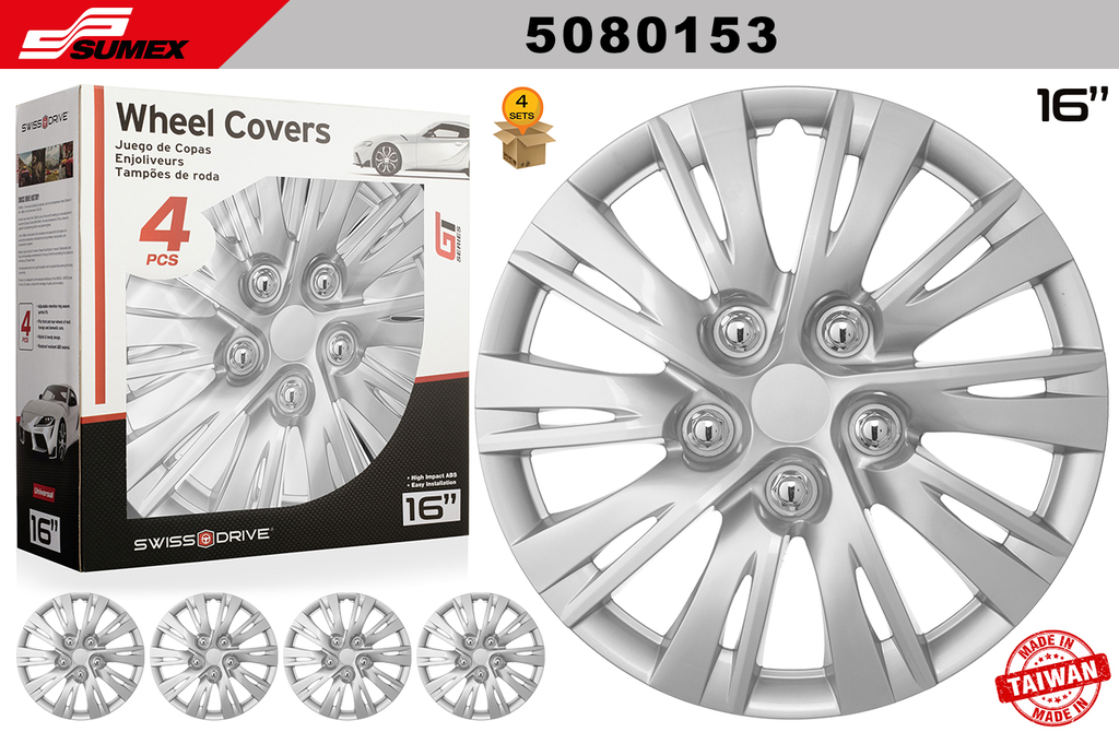 WHEEL COVER SWISS DRIVE 16" NARDO RING SILVER (4 SETS)