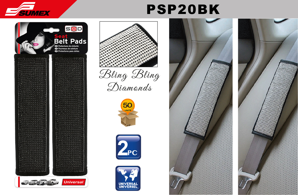 CUBRE CINTURON SWISS DRIVE BLING DIAMONDS NEGRO (2 UNDS) (50 SETS)