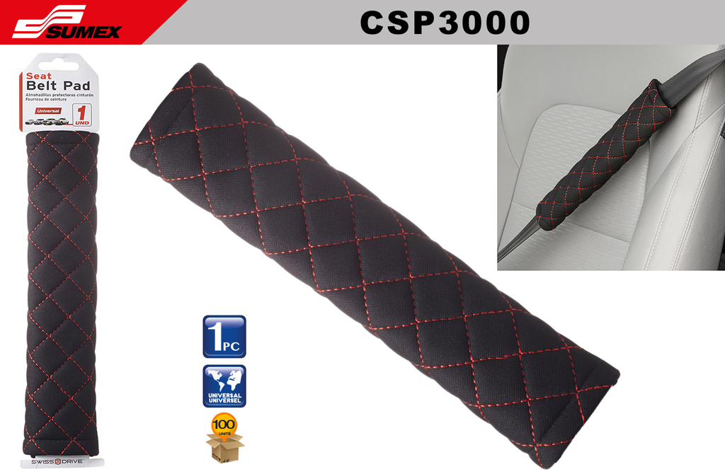 SEAT BELT COVER SWISS DRIVE CSP BLACK/RED (100 UNITS)