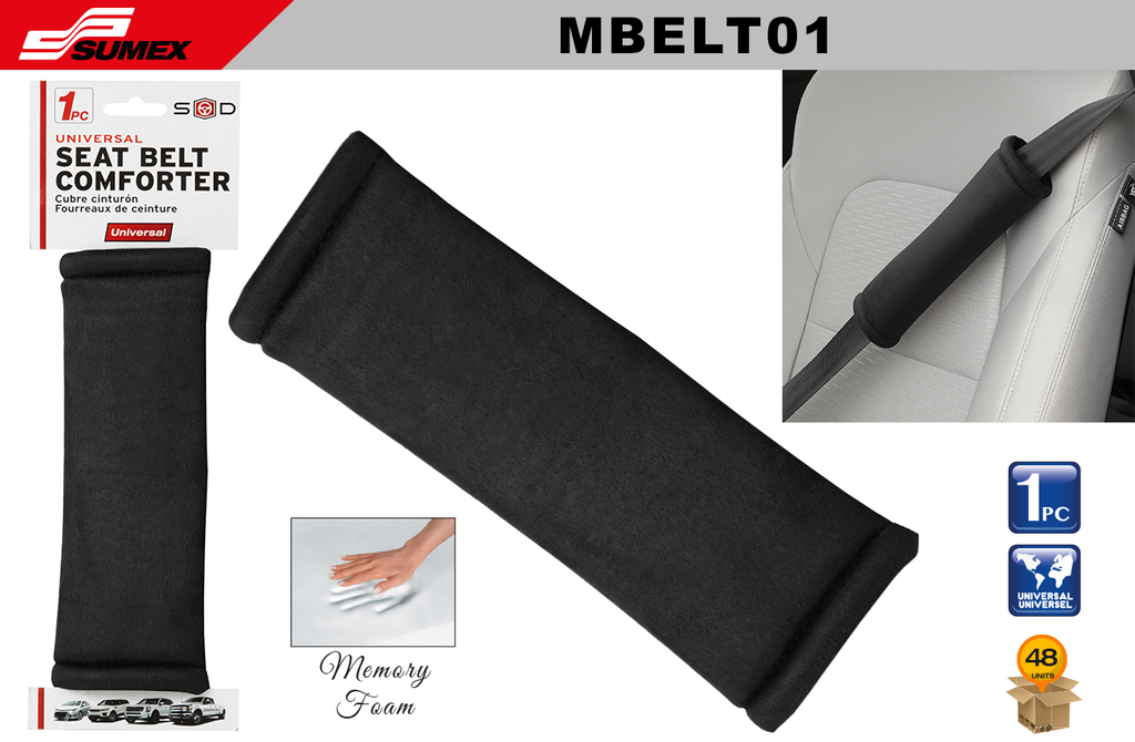 SEAT BELT COMFORTER MBELT01 SWISS DRIVE BLACK (48 UNITS)