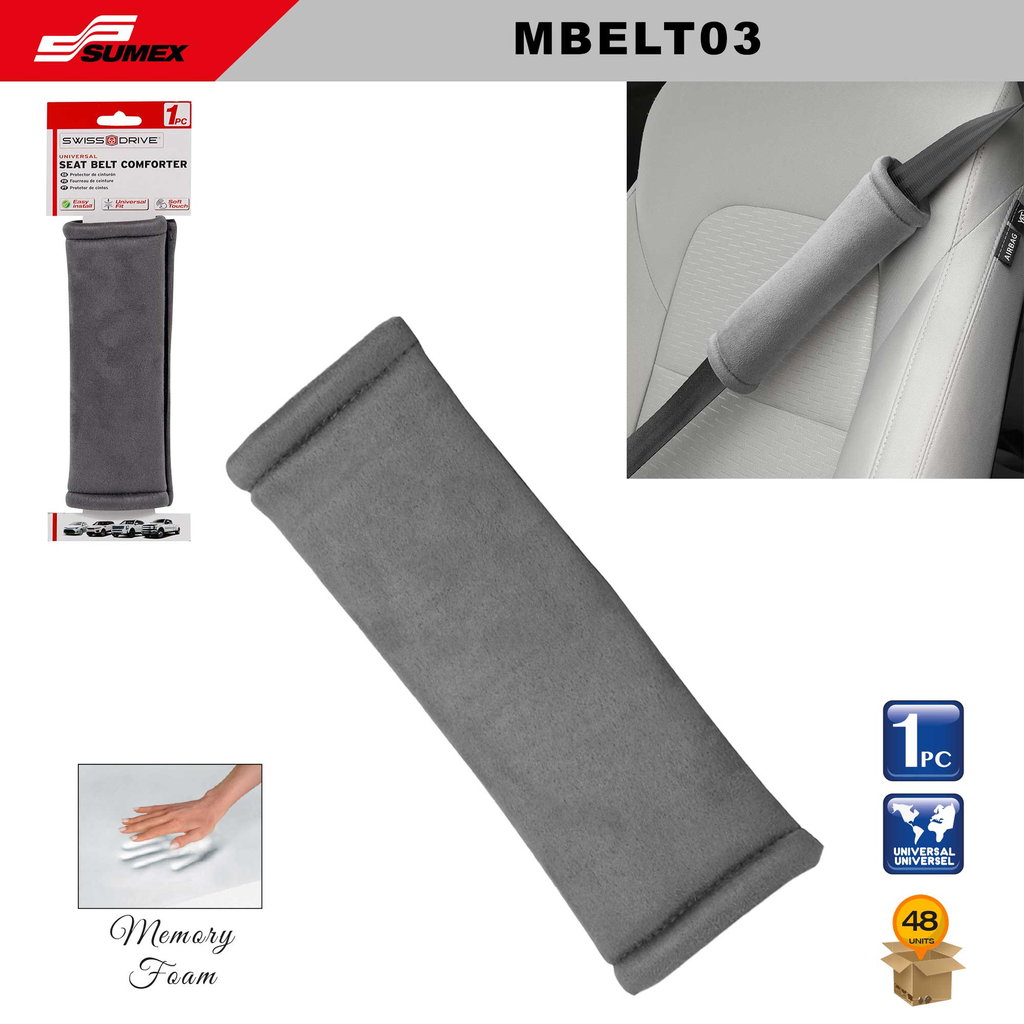 SEAT BELT COMFORTER MBELT03 SWISS DRIVE GREY (48 UNITS)