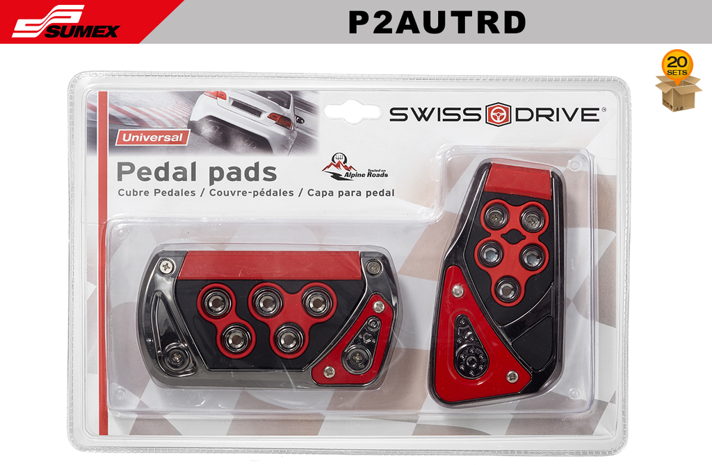 PEDAL COVER AUTOMATIC CAR SWISS DRIVE RED (2 PCS) ( 20 SETS)