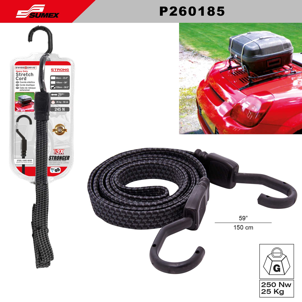 HEAVY DUTY STRETCH CORD STRONG SWISS DRIVE 150CM  (50 KG) (50 PCS) ( 5 SETS = 10 PCS)