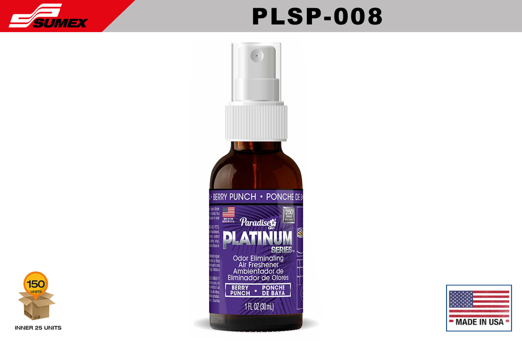 ODOR ELIMINATING SPRAY PARADISE AIR PLATINUM SERIES BERRY PUNCH (1 SET/25 UNITS) (6 SETS/150 UNITS)