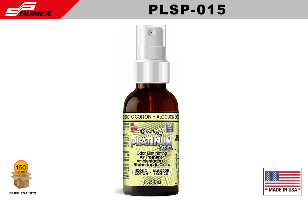 ODOR ELIMINATING SPRAY PARADISE AIR PLATINUM SERIES EXOTIC COTTON (1 SET/25 UNITS) (6 SETS/150 UNITS)