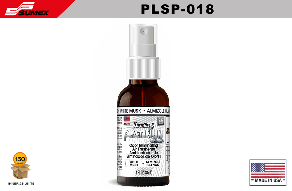 ODOR ELIMINATING SPRAY PARADISE AIR PLATINUM SERIES WHITE MUSK (1 SET/25 UNITS) (6 SETS/150 UNITS)