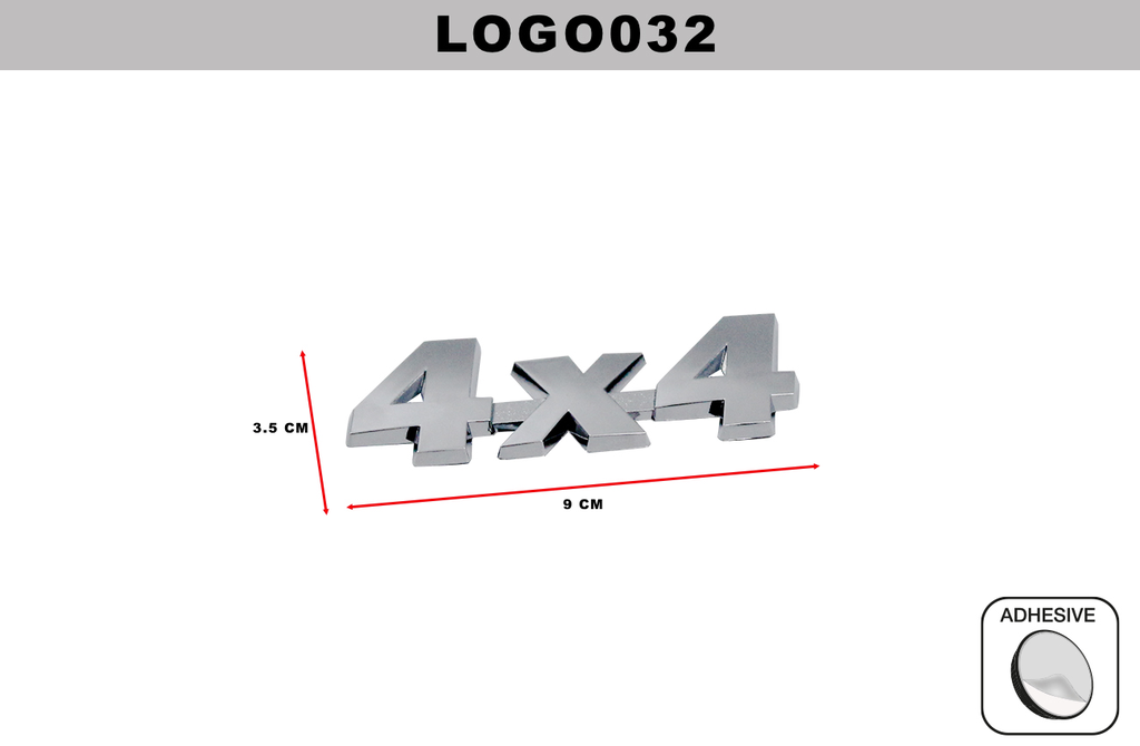 EMBLEMA CROMADO  DL-LOGO0032  3.5CM x 9CM (10 UNDS)