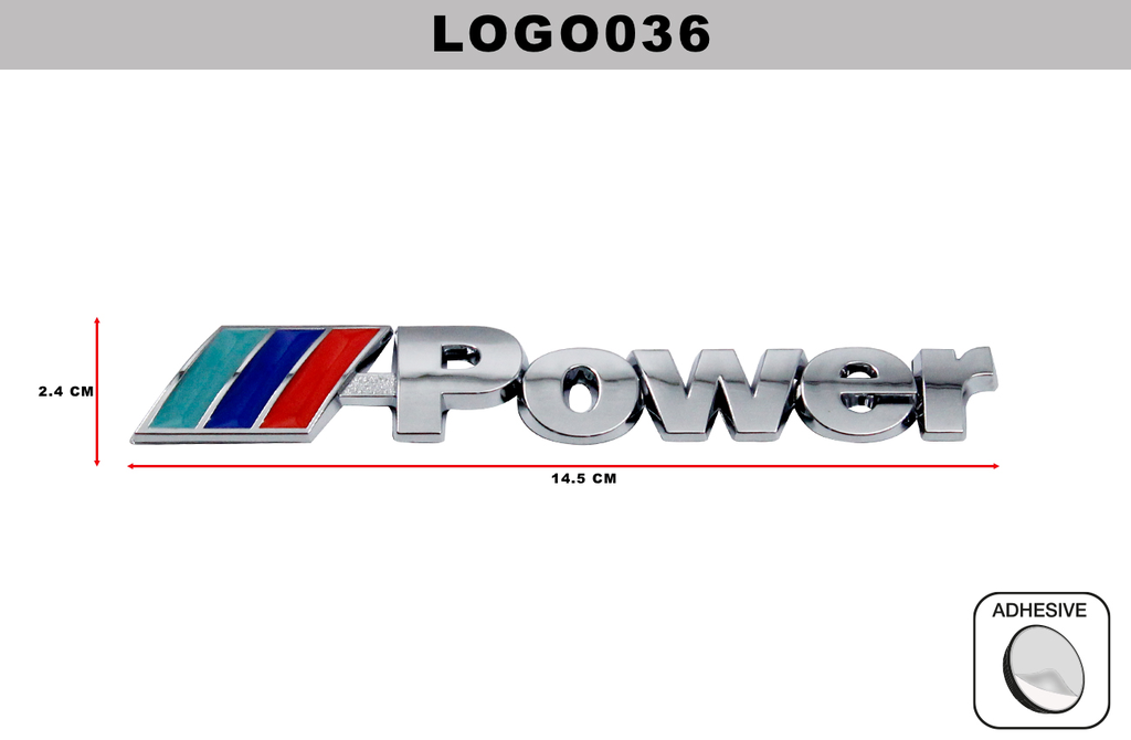 EMBLEMA CROMADO  DL-LOGO0036  2.4CM x 14.5 CM (10 UNDS)