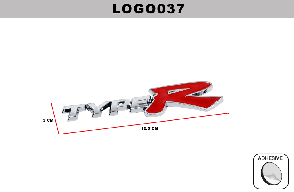 EMBLEMA CROMADO  DL-LOGO037  3CM x 12.5CM (10 UNDS)