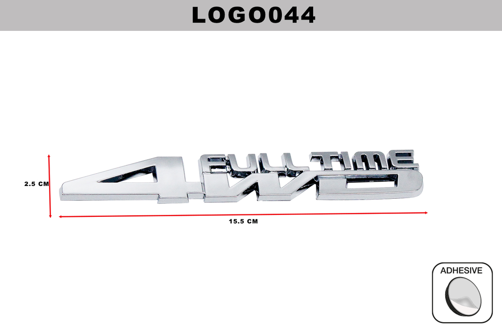 EMBLEMA CROMADO  DL-LOGO044  2.5CM x 15.5CM (10 UNDS)