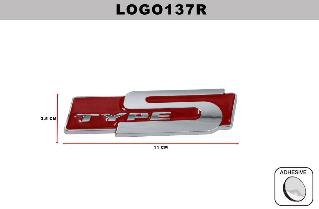 EMBLEMA CROMADO  DL-LOGO137R  3.5CM x 11CM (10 UNDS)