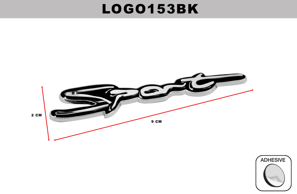 CAR CHROMED EMBLEMS TRIM  DL-LOGO153BK  2CM X 9CM (10 UNITS)