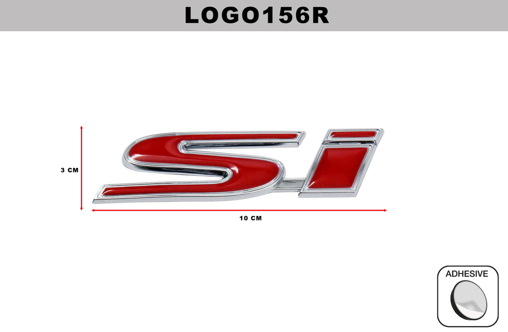 EMBLEMA CROMADO  DL-LOGO156R  3CM x 10CM (10 UNDS)