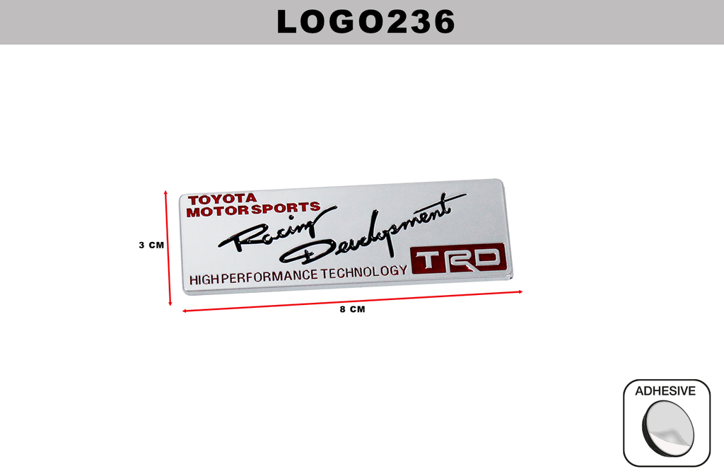 EMBLEMA CROMADO  DL-LOGO236  3CM x 8CM (10 UNDS)