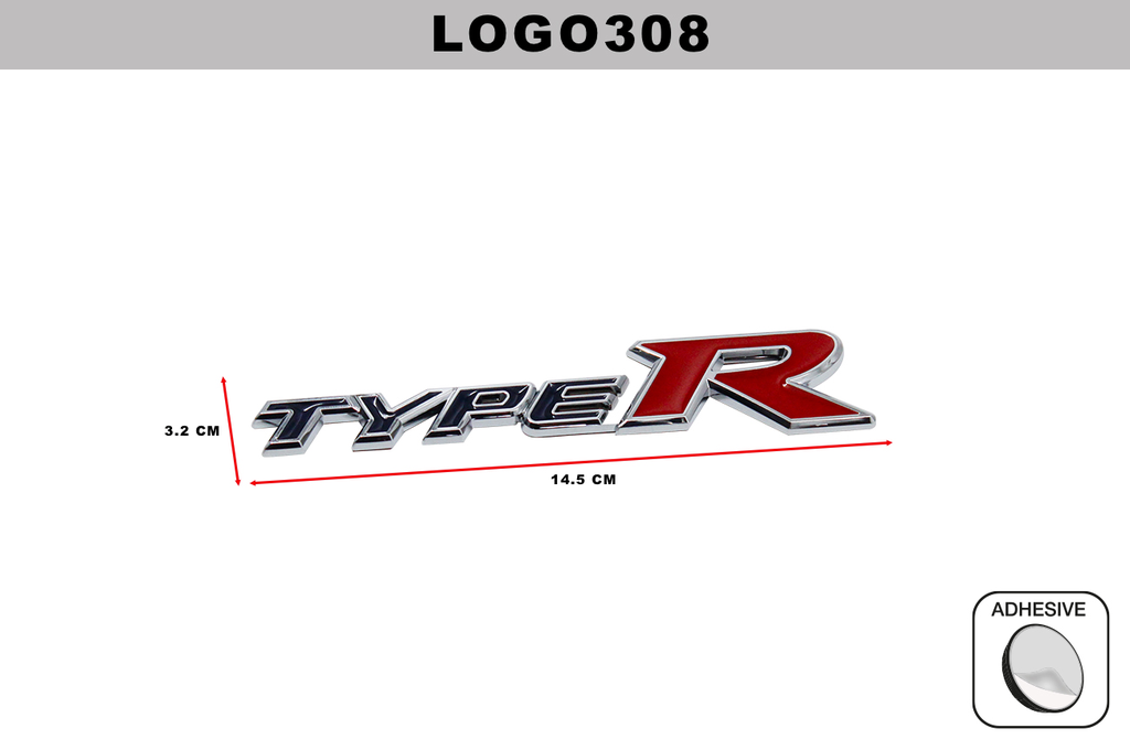 EMBLEMA CROMADO  DL-LOGO308  3.2CM x 14.5CM (10 UNDS)