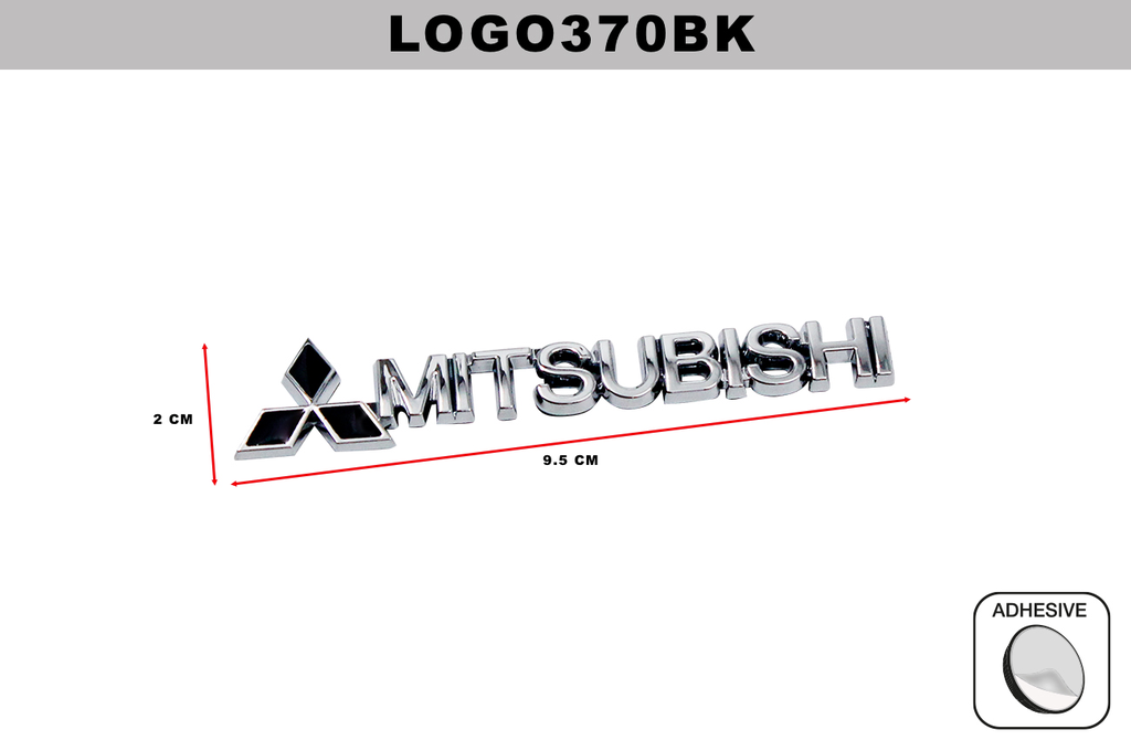 EMBLEMA CROMADO  DL-LOGO370BK  2CM x 9.5CM (10 UNDS)