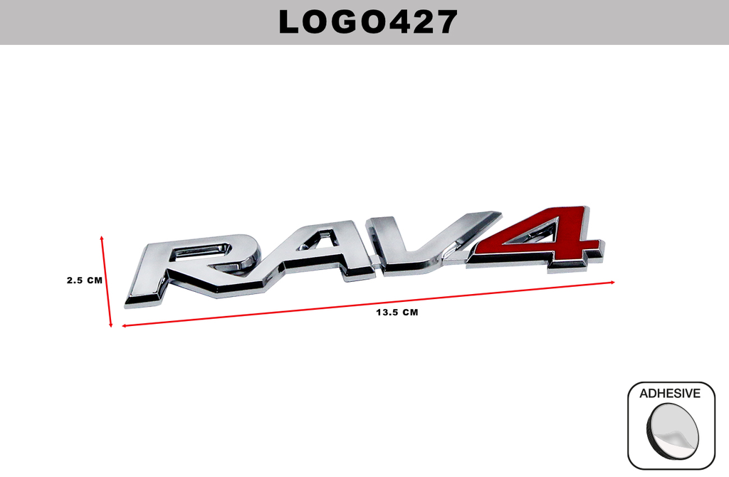 EMBLEMA CROMADO  DL-LOGO427  2.5CM x 13.5CM (10 UNDS)