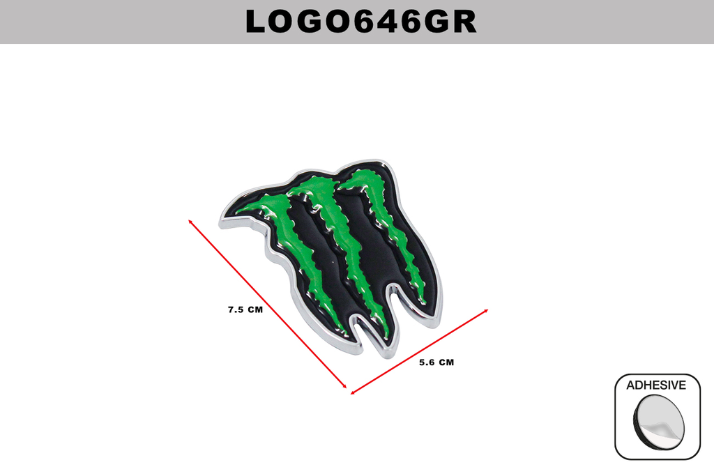 EMBLEMA CROMADO  DL-LOGO646GR  7.5CM x 5.6CM (10 UNDS)