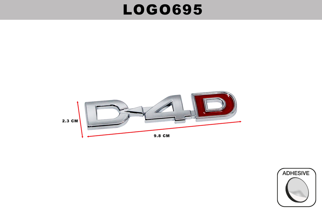 EMBLEMA CROMADO  DL-LOGO695  2.3CM x 9.8CM (10 UNDS)