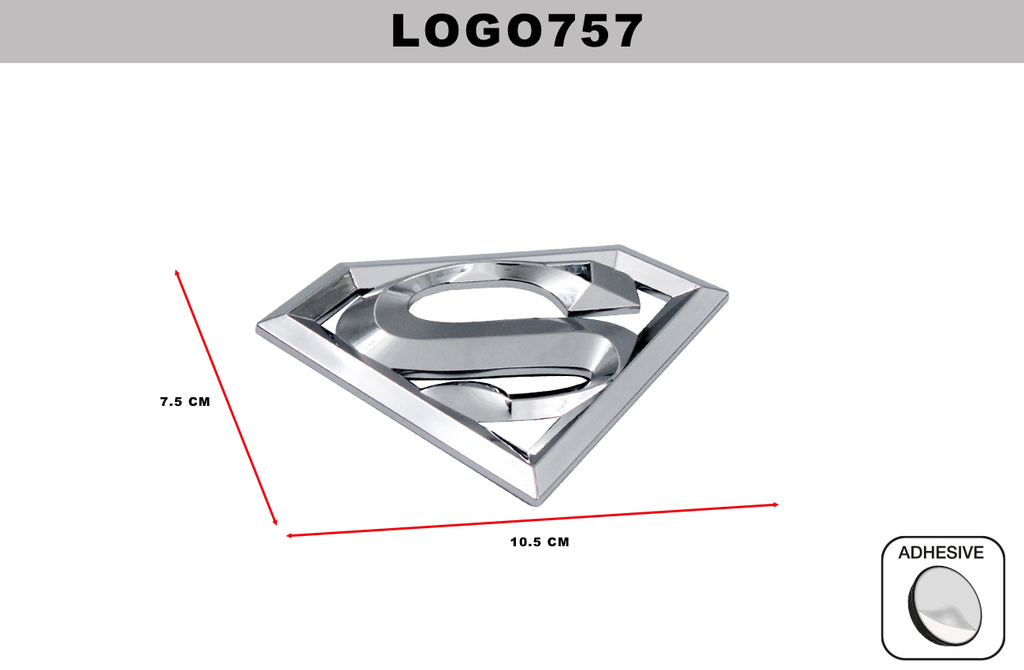 EMBLEMA CROMADO  DL-LOGO757  7.5CM x 10.5CM (10 UNDS)