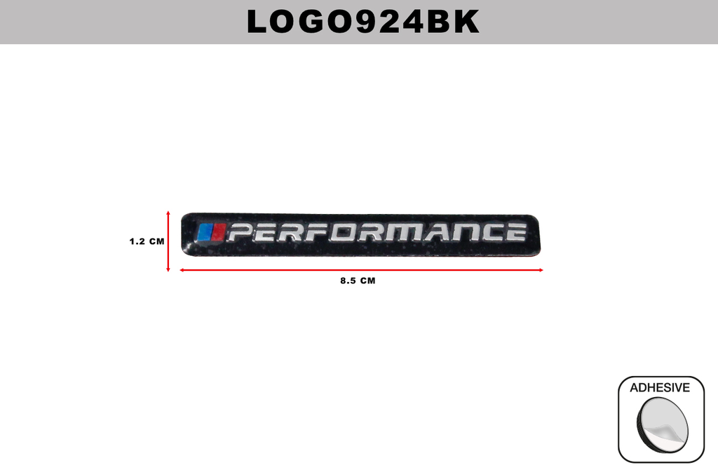 EMBLEMA CROMADO  DL-LOGO924BK  1.2CM x 8.5CM (10 UNDS)