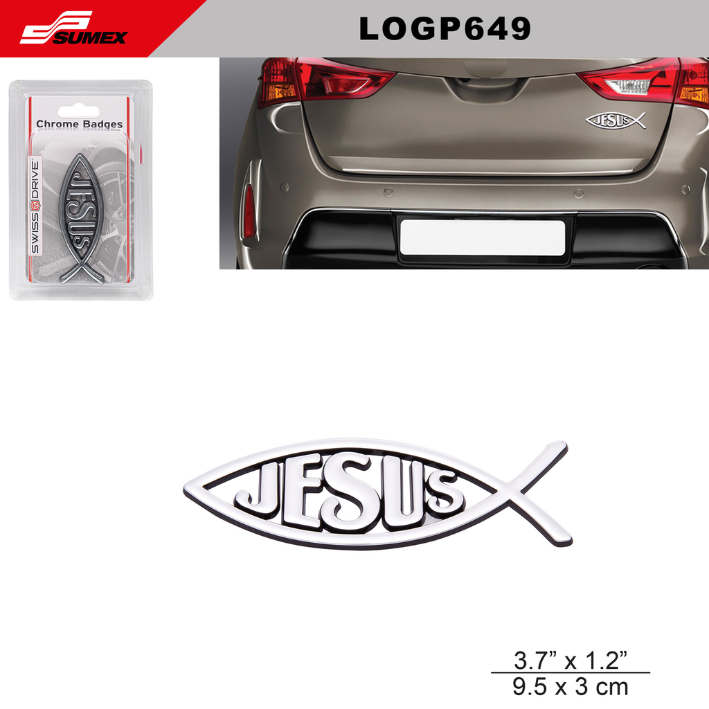 CHROMED EMBLEM SWISS DRIVE "FISH" 10CM SMALL  (1 PCS) ( 250 PCS)