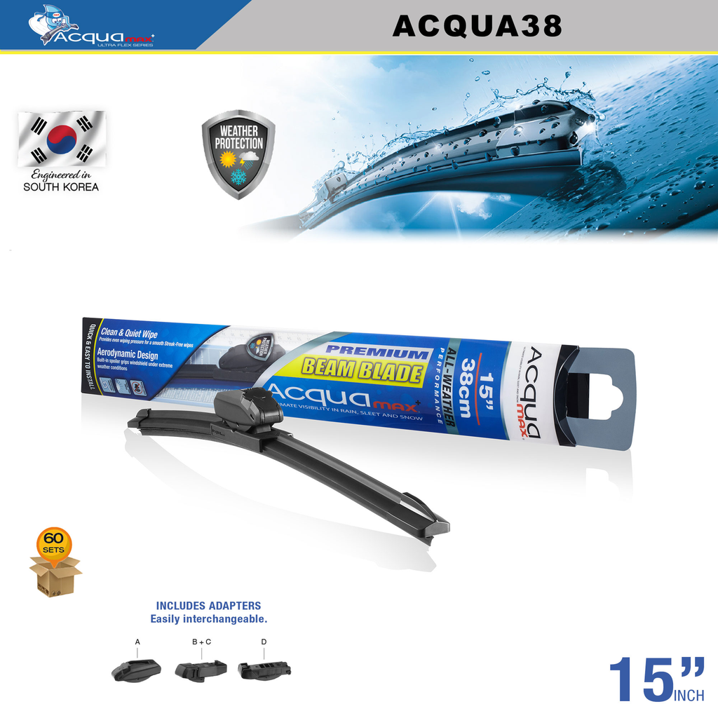 ESCOBILLA LIMPIA PARABRISAS ACQUAMAX 15" (60 SETS) ( 6 SETS = 10 UNDS)