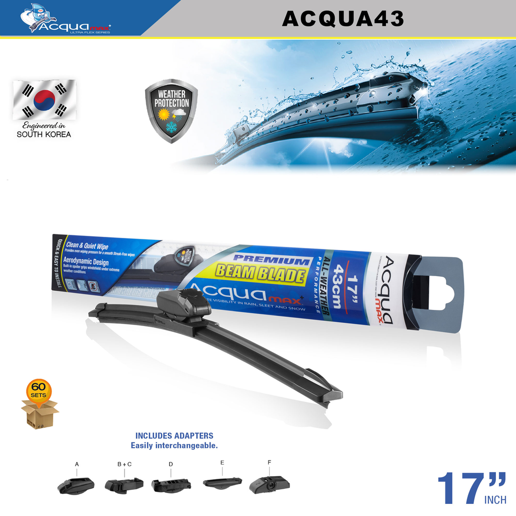 ESCOBILLA LIMPIA PARABRISAS ACQUAMAX 17" (60 SETS) (6 SETS = 10 UNDS)