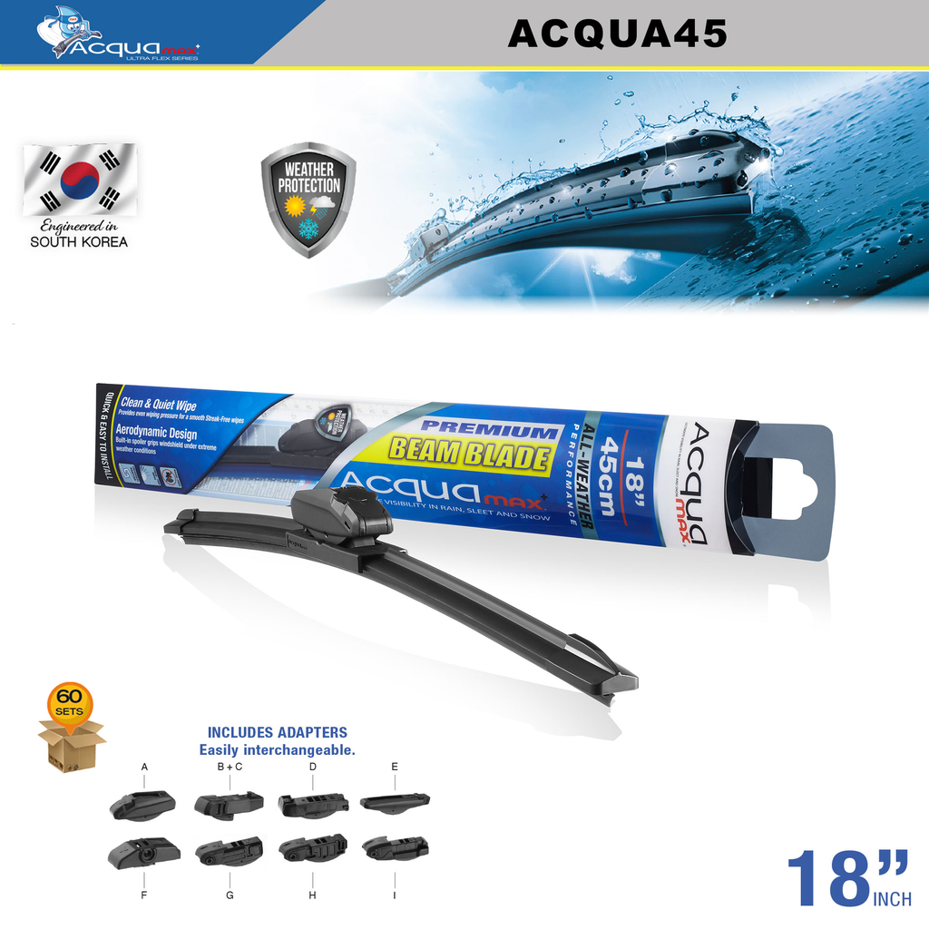 ESCOBILLA LIMPIA PARABRISAS ACQUAMAX 18" (60 SETS) ( 6 SETS = 10 UNDS)