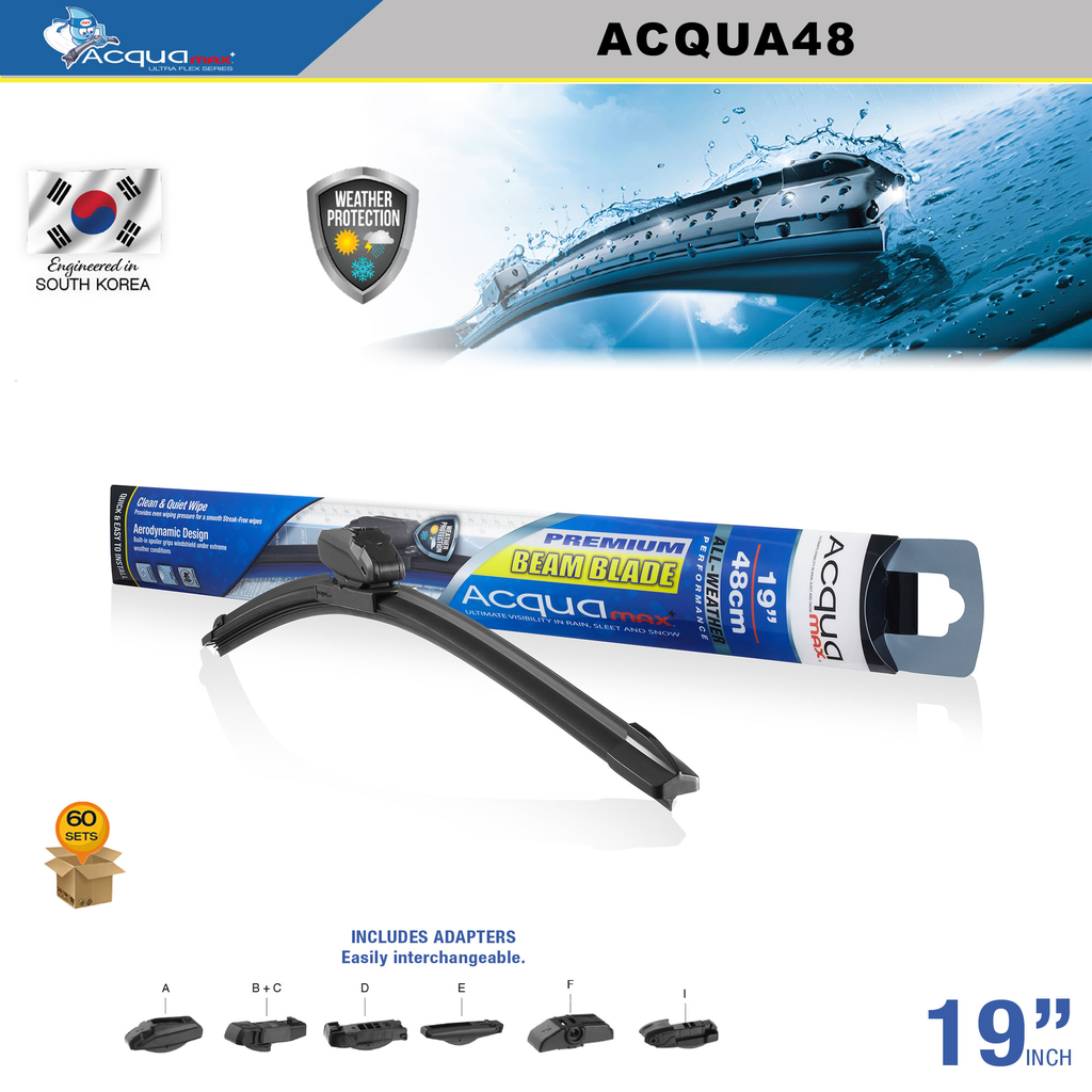 ESCOBILLA LIMPIA PARABRISAS ACQUAMAX 19" (60 SETS) ( 6 SETS = 10 UNDS)