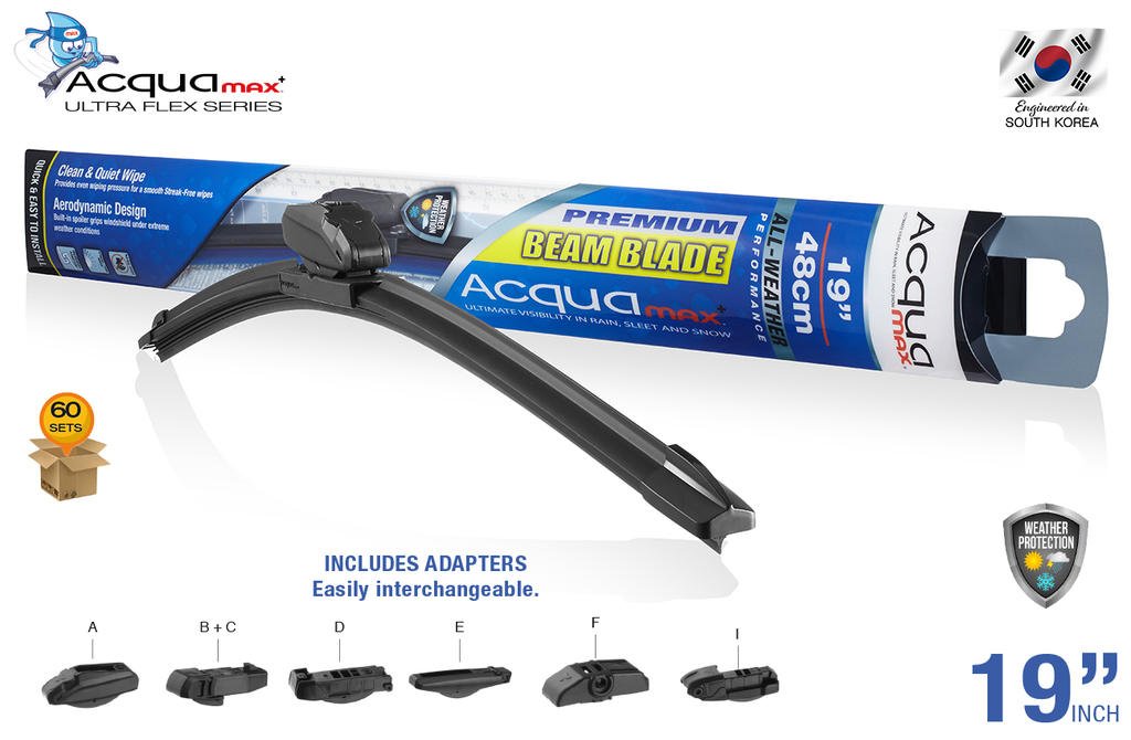 ESCOBILLA LIMPIAPARABRISAS ACQUAMAX 19" (60 SETS) ( 6 SETS = 10 UNDS)