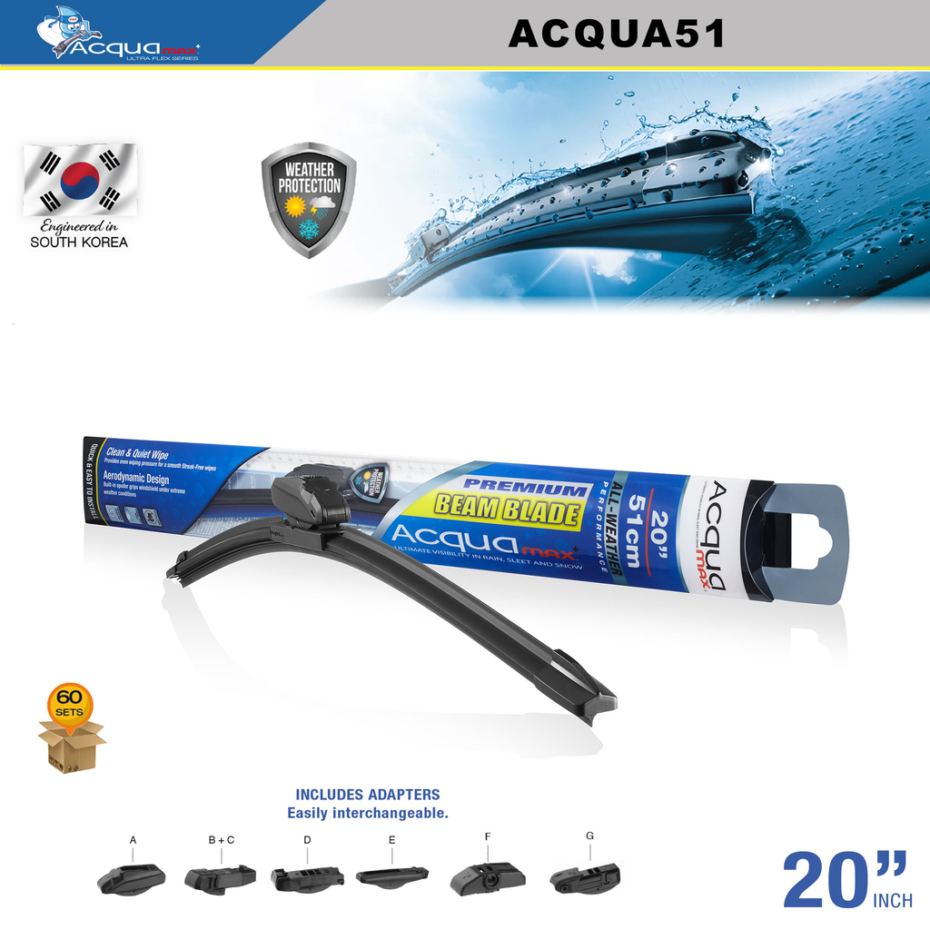ESCOBILLA LIMPIA PARABRISAS ACQUAMAX 20" (60 SETS) ( 6 SETS = 10 UNDS)