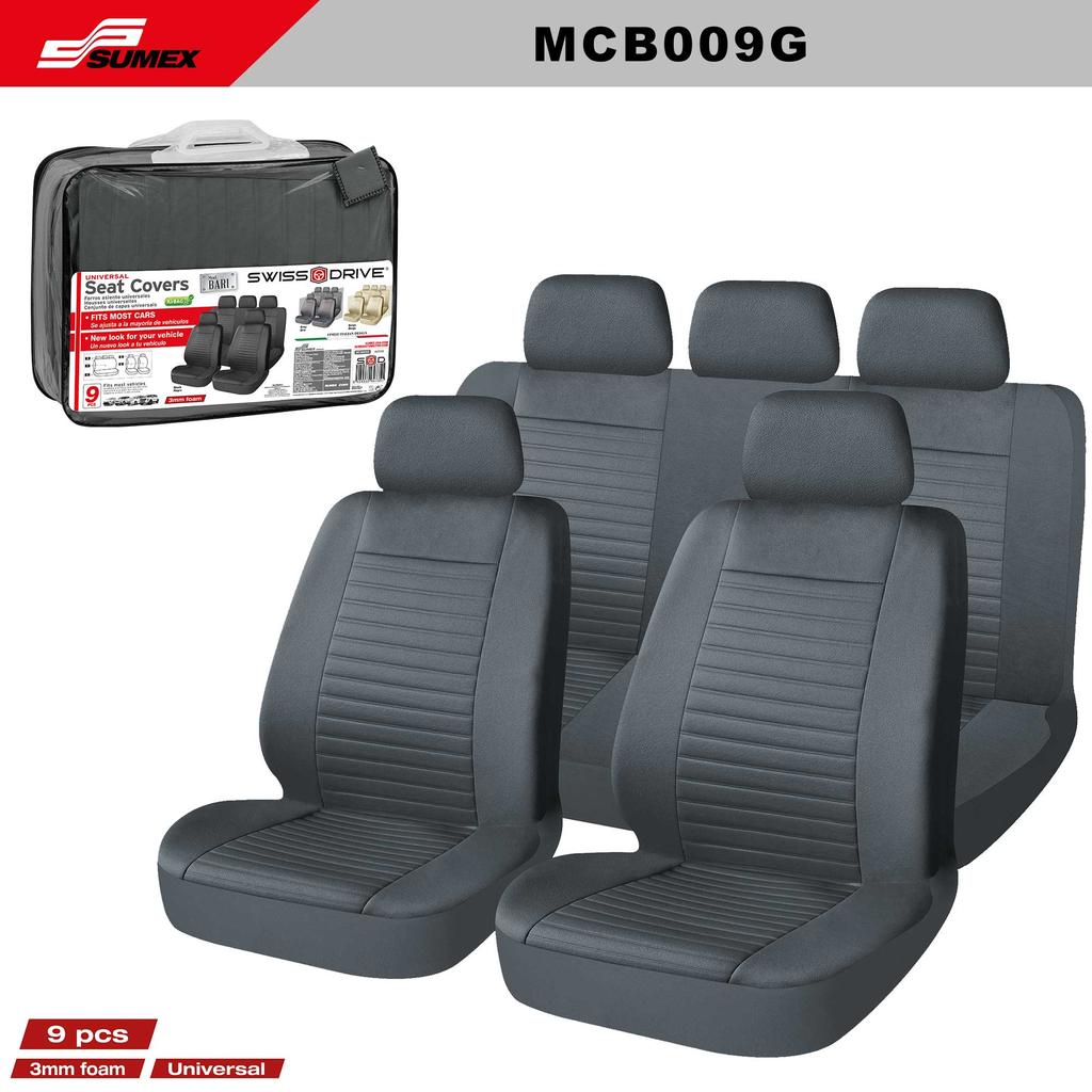 SEAT COVER SWISS DRIVE BARI GREY (9 UNITS) (6 SETS)