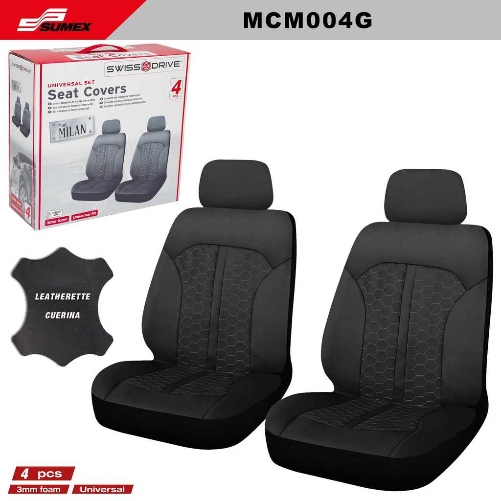 FORRO DE ASIENTO SWISS DRIVE MILAN NEGRO (4 UNDS) (10 SETS)