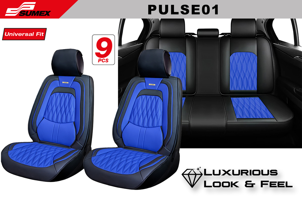 FORRO DE ASIENTO SWISS DRIVE PULSE LUXE NEGRO/AZUL (9 UNDS) (3 SETS)